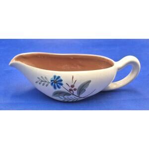 Vintage Stangl Pottery Blue Daisy Gravy Sauce Boat 9x4x2.5"